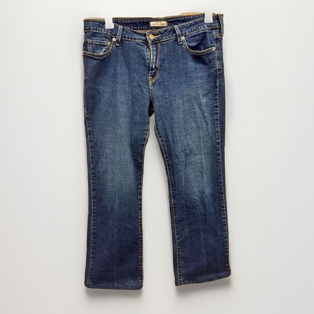 Levis 545 Low Boot Cut Jeans Womens 12 Medium Dark Wash Blue Stretch Denim Y2K‎